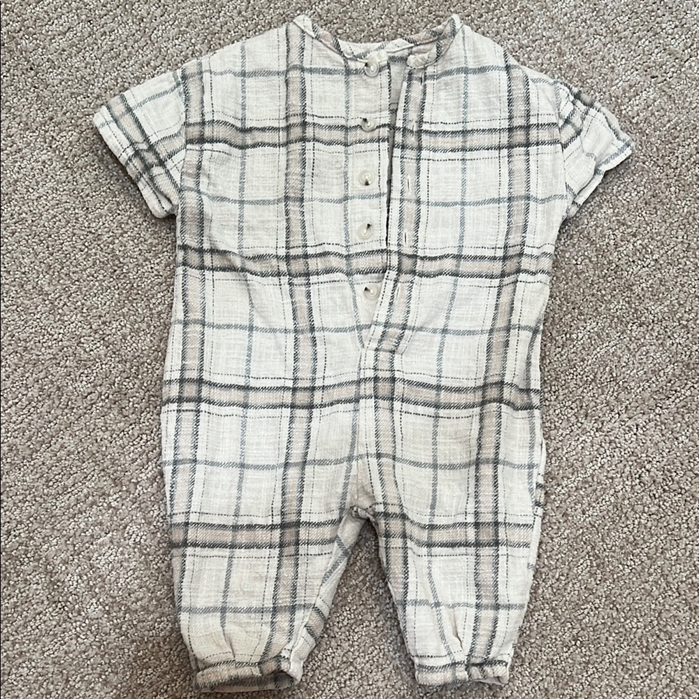 Rylee+Cru Plaid Short Sleeve Baby Romper